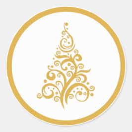 kerstboom met goudzwanensticker ronde sticker