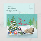 kerstboom met grijze schelstropdas feestdagenkaart (Voorkant / Achterkant)