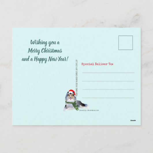 kerstboom met grijze schelstropdas feestdagenkaart (Achterkant)