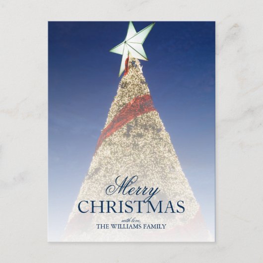 Kerstboom met heldere ster topper feestdagenkaart (Voorkant)