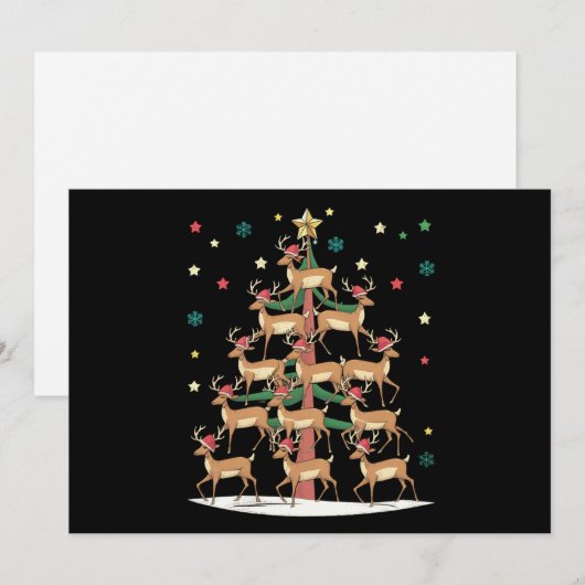 Kerstboom met herten Funny Kerstvakantie Cute Rend Feestdagenkaart (Voorkant / Achterkant)