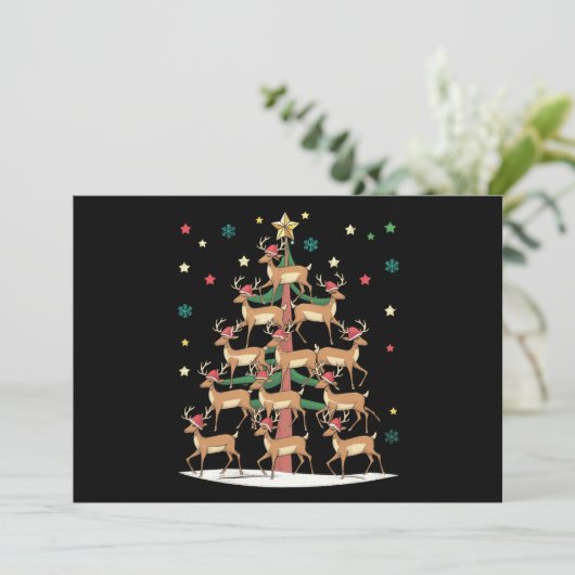 Kerstboom met herten Funny Kerstvakantie Cute Rend Feestdagenkaart (Staand voorkant)