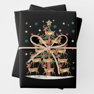Kerstboom met herten Funny Kerstvakantie Schattig  Inpakpapier Vel