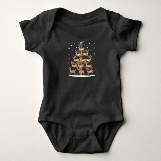 Kerstboom met herten Funny Kerstvakantie Schattig  Romper (Voorkant)