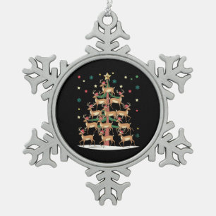 Kerstboom met herten Funny Kerstvakantie Schattig  Tin Sneeuwvlok Ornament