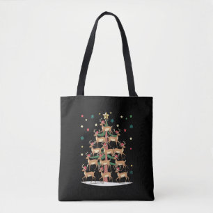 Kerstboom met herten Funny Kerstvakantie Schattig  Tote Bag