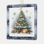 Kerstboom met herten keramisch ornament (Links)