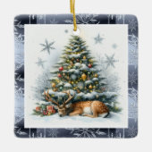 Kerstboom met herten keramisch ornament (Voorkant)