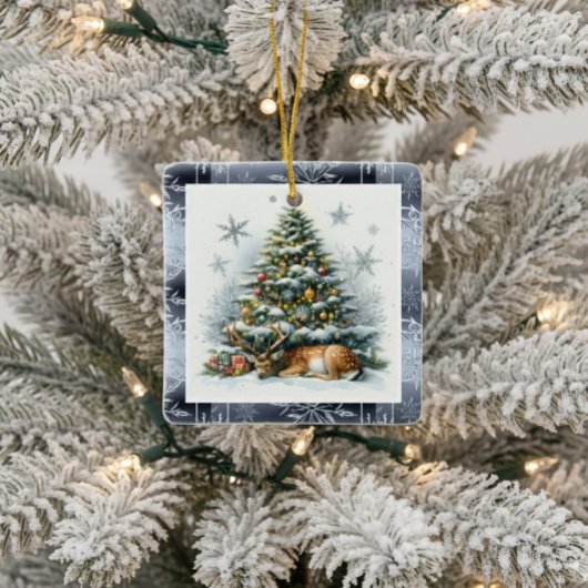 Kerstboom met herten keramisch ornament