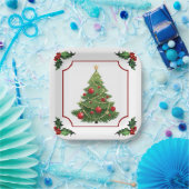 Kerstboom met Holly Papieren Bordje (Feest)