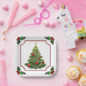 Kerstboom met Holly Papieren Bordje (Feest)