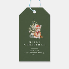 Kerstboom met Hond Typografie Groene Gift Labels Cadeaulabel