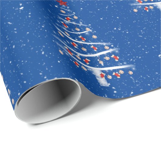 Kerstboom met honkbal en rode sokken cadeaupapier (Rol Hoek)