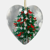 kerstboom met honkbal met rode vogels keramisch ornament (Rechts)