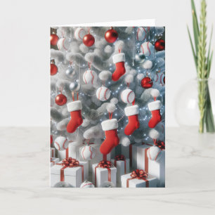 Kerstboom met honkballen feestdagen kaart