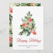 Kerstboom met hulst Bedrijfsbegroeting Feestdagenkaart (Voorkant / Achterkant)