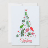 Kerstboom met hulstbessen zakelijke groet feestdagenkaart (Voorkant)