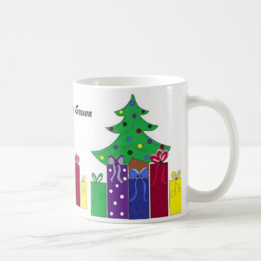 Kerstboom met ingepakte cadeaus koffiemok (Rechts)