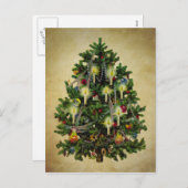 kerstboom met jaartal feestdagenkaart (Voorkant / Achterkant)