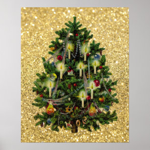 kerstboom met jaartal poster