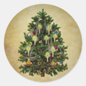 kerstboom met jaartal ronde sticker (Voorkant)