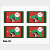 kerstboom met je foto's rechthoekige sticker (Vel)
