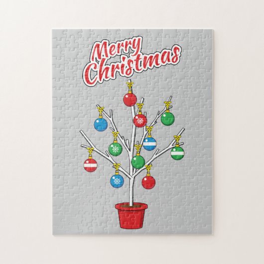 Kerstboom met kale takken - Prettig Kerstfeest Legpuzzel (Verticaal)