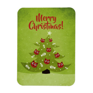 Kerstboom met kat- en vissieranalen magneet