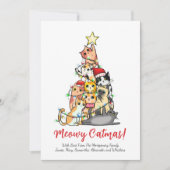kerstboom met kat-kerstmis van Cute Meowy Feestdagenkaart (Voorkant)