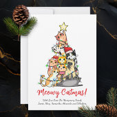 kerstboom met kat-kerstmis van Cute Meowy Feestdagenkaart