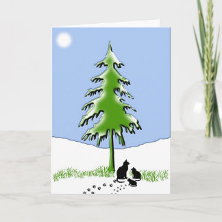 kerstboom met kattenkaart feestdagen kaart