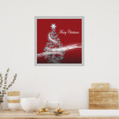 kerstboom met kerst - en zelfgroene kerstboom poster (Keuken)