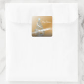 kerstboom met kerst - en zelfgroene kerstboom vierkante sticker (Tas)