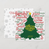 Kerstboom met Kerst woorden Feestdagenkaart (Voorkant / Achterkant)