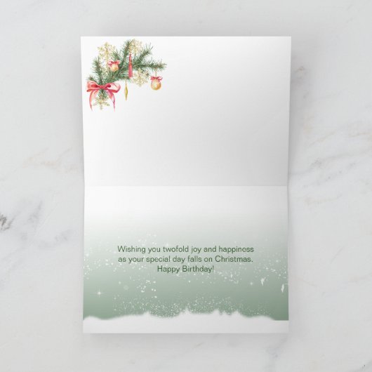 Kerstboom met kerstballen, cadeaus feestdagen kaart (Binnen)