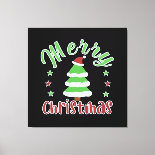 kerstboom met kersthoed canvas afdruk (Voorkant)