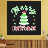 kerstboom met kersthoed canvas afdruk (Insitu (Woonkamer))