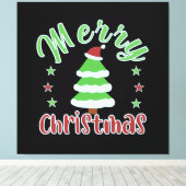 kerstboom met kersthoed canvas afdruk (Insitu (Houten vloer))