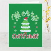 kerstboom met kersthoed kaart (Gele Bloem)