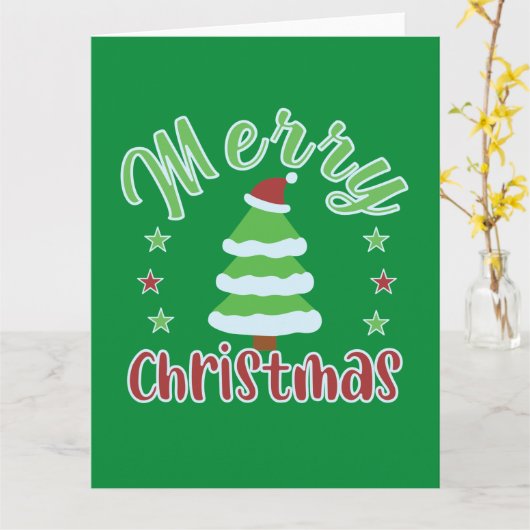 kerstboom met kersthoed kaart (Gele Bloem)