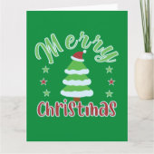 kerstboom met kersthoed kaart (Voorkant)