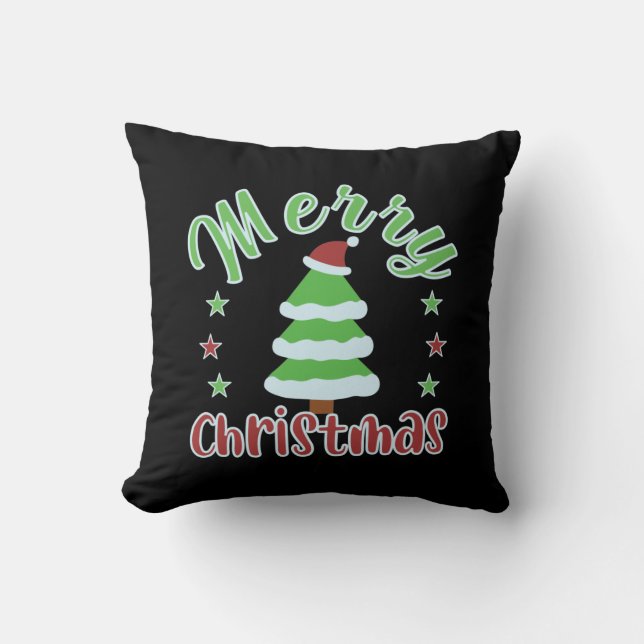 kerstboom met kersthoed kussen (Voorkant)