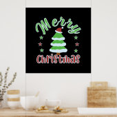 kerstboom met kersthoed poster (Keuken)