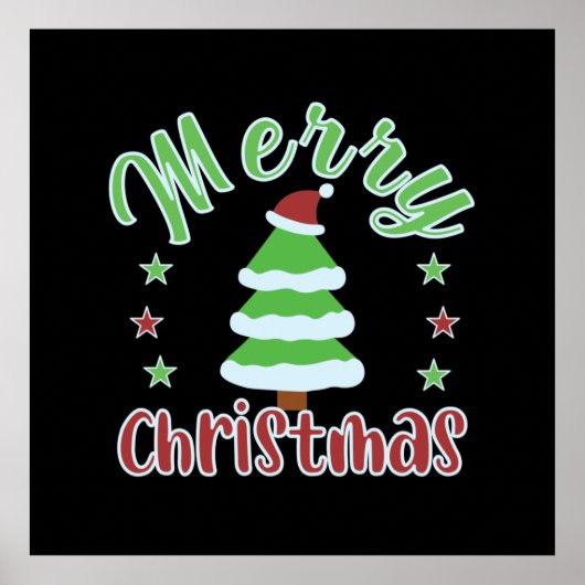 kerstboom met kersthoed poster (Voorkant)