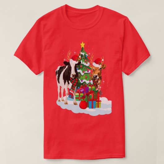 kerstboom met kerstKoe T-shirt (Design voorkant)