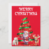 KERSTBOOM MET KERSTMAN, HERT & POLAR BEER KAART (Voorkant)