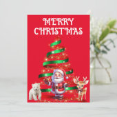 KERSTBOOM MET KERSTMAN, HERT & POLAR BEER KAART (Staand voorkant)