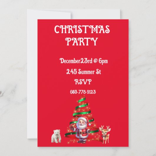 KERSTBOOM MET KERSTMAN, HERT & POLAR BEER KAART (Achterkant)