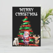 KERSTBOOM MET KERSTMAN, HERT & POLAR BEER KAART (Staand voorkant)