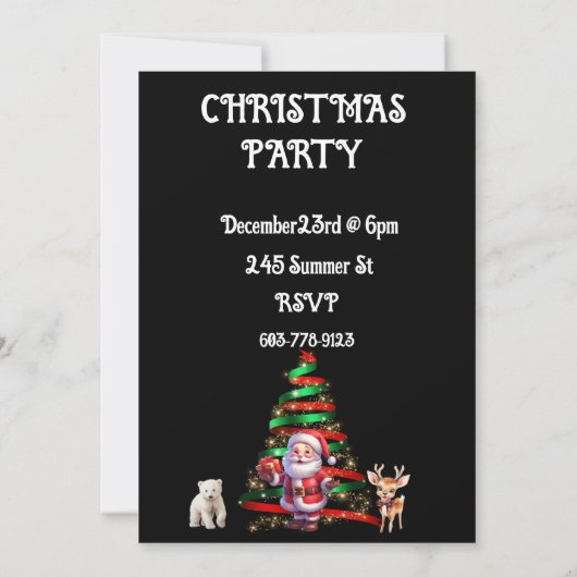 KERSTBOOM MET KERSTMAN, HERT & POLAR BEER KAART (Achterkant)